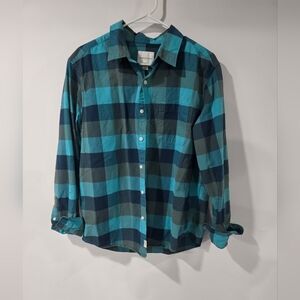 Blue and Grey Plaid Men's Shirt